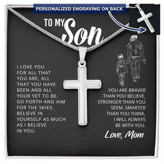 To My Son | I Will Always Be With You - Personalized Cross Necklace